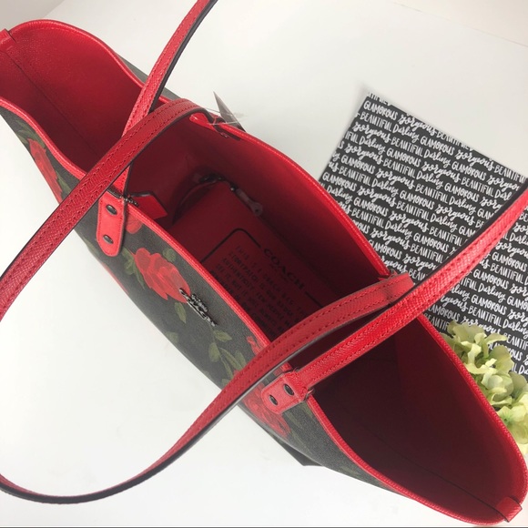 Coach Camo Rose Reversible tote bag set purse city - Picture 7 of 8